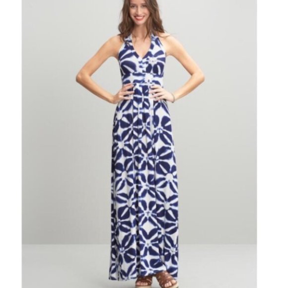Banana Republic Dresses & Skirts - Banana Republic Blue & White Halter Maxi Dress Size XS
